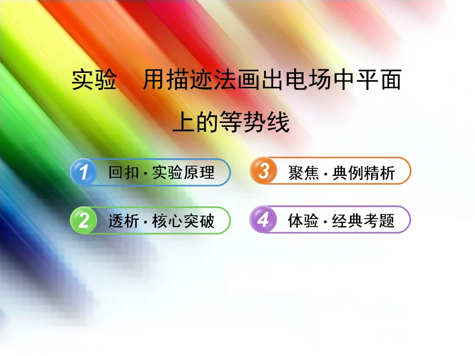 【全程复习】(广西专用)2014年高考物理一轮复习 第九章 实验用描迹法画出电场中平面上的等势线课件_第1页