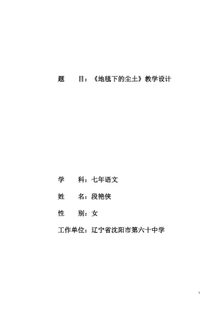 地毯下的尘土_段艳侠