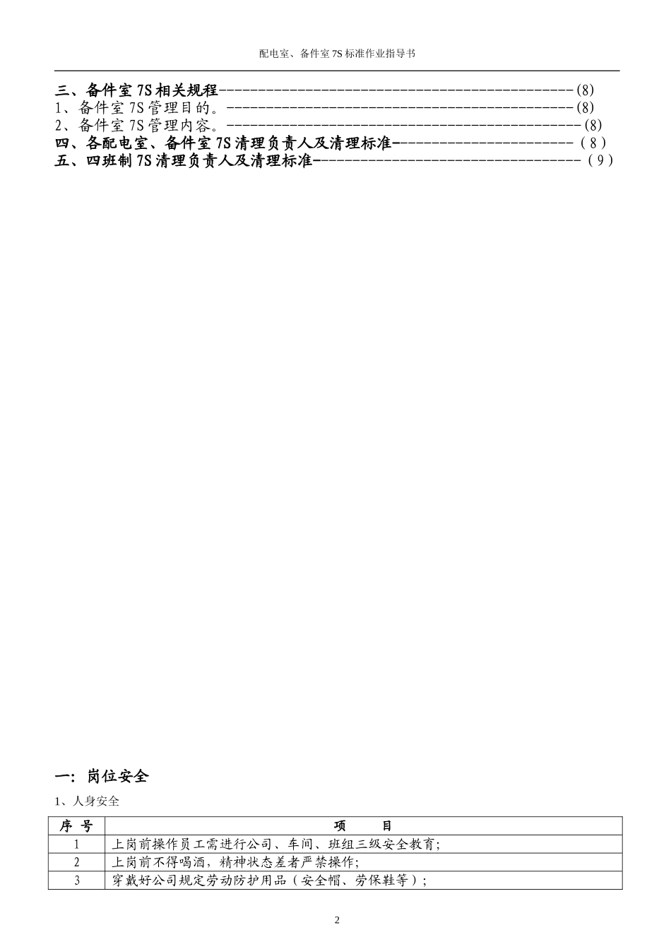 车间配电室、备件室7S标准作业指导书_第2页