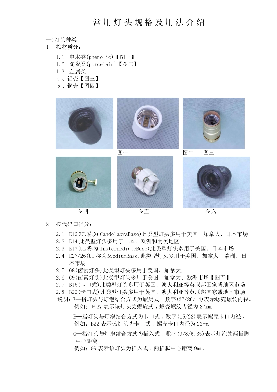 常用灯头规格_第1页