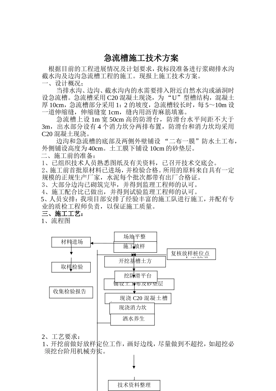 边沟急流槽施工技术方案_第1页