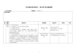 巴州地区砖瓦粘土、砂石矿安全检查表
