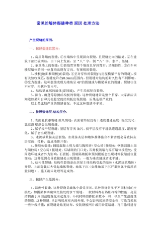 常见的墙体裂缝种类_原因_处理方法