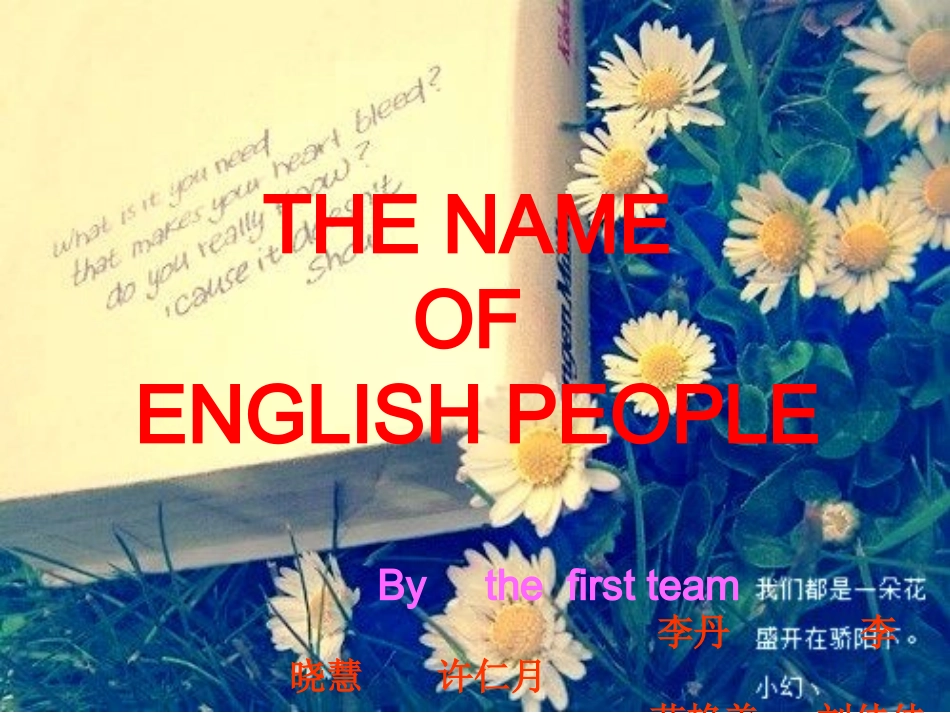 The name of english                         AAU 09English Class3  by the first team_第1页