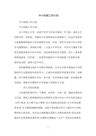 中小衔接工作计划