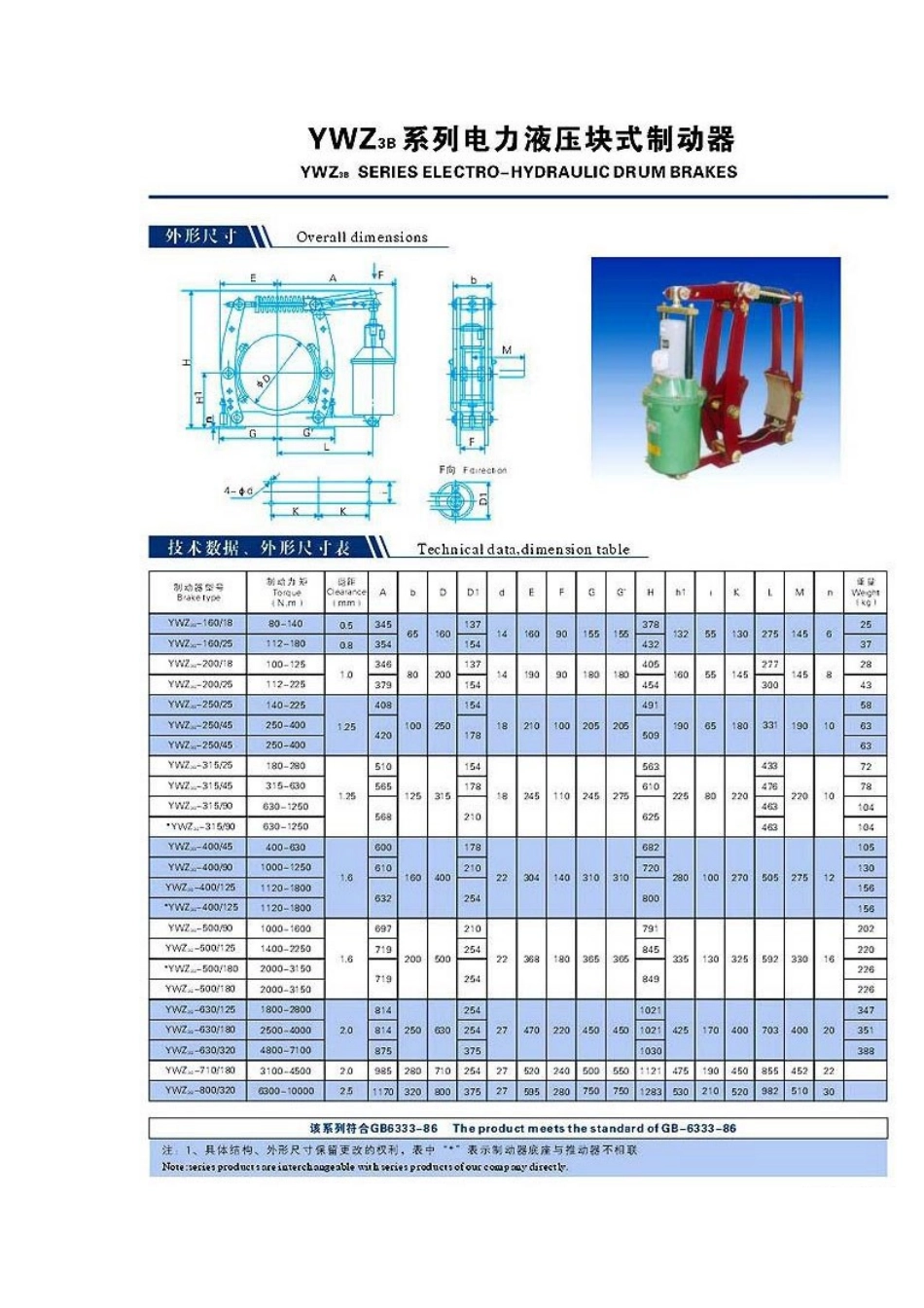 YWZ3B电力液压鼓式制动器_第3页