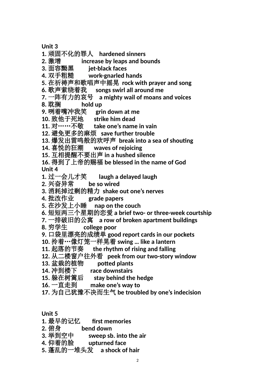 大学词组及翻译_第2页