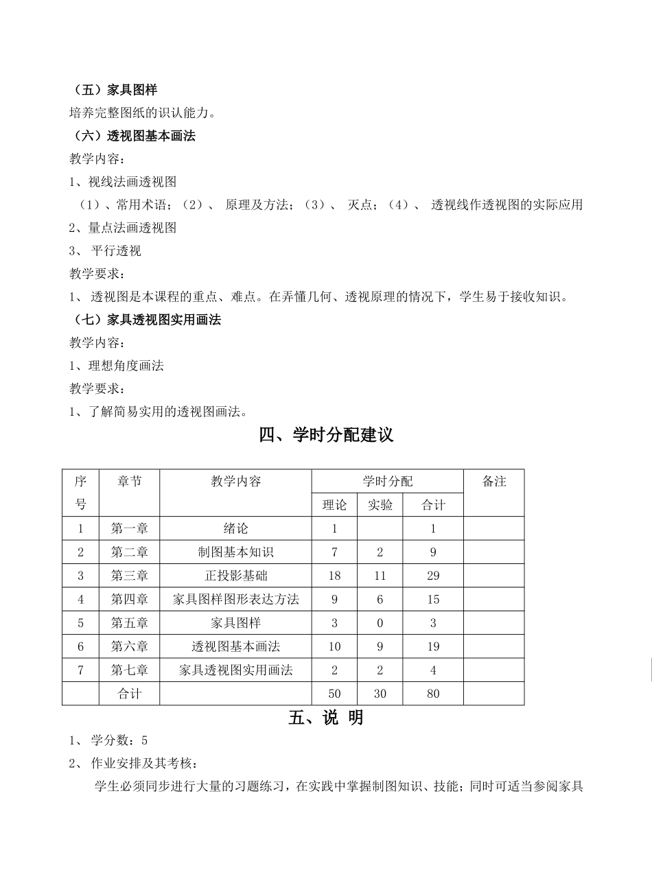 《家具制图与透视学》课程教学大纲_第3页