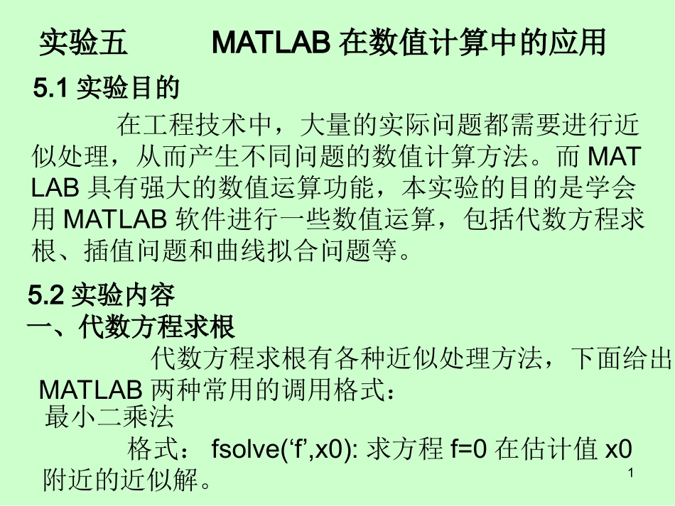 matlab数学实验五_第1页