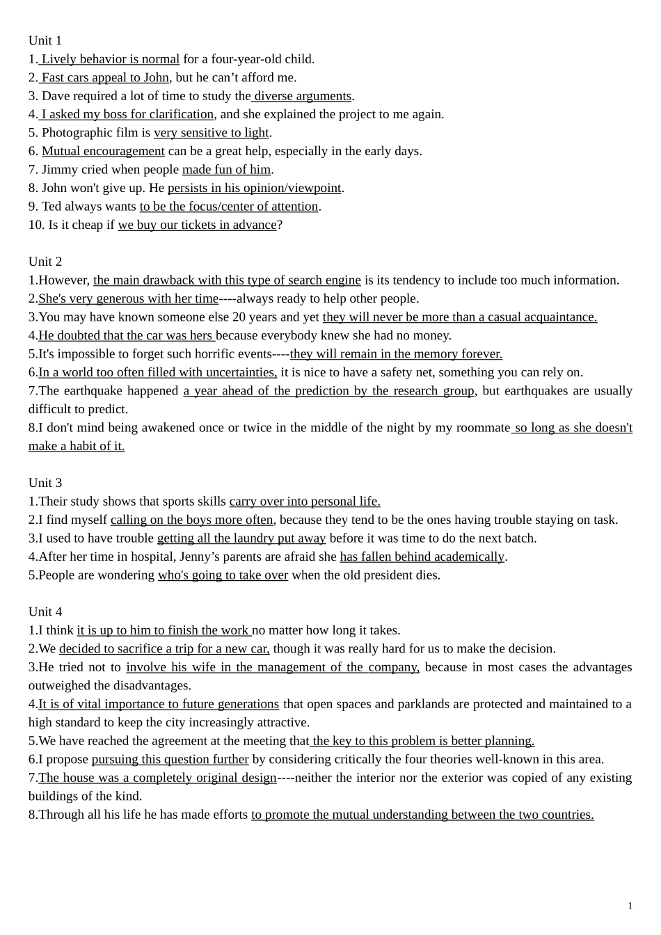 大学英语课后翻译和答案_第1页