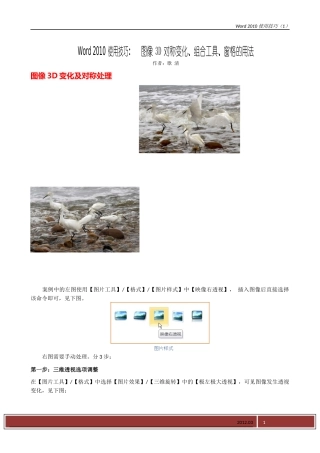 Word 2010 图像3D处理和组合、窗格的使用技巧