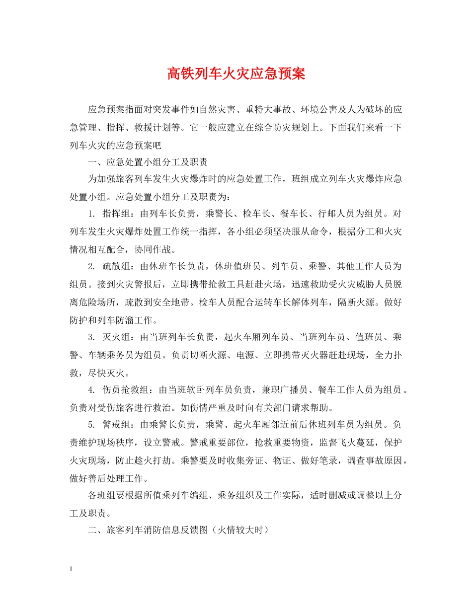 高铁列车火灾应急预案 _第1页