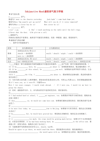 高考英语 Subjunctive Mood虚拟语气复习学案 牛津版 