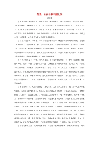 高中语文强档 美景总在半梦半醒之间现代文欣赏与练习 
