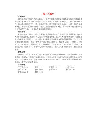 高中语文 庖丁巧解牛2雷雨教案 新人教版必修4 