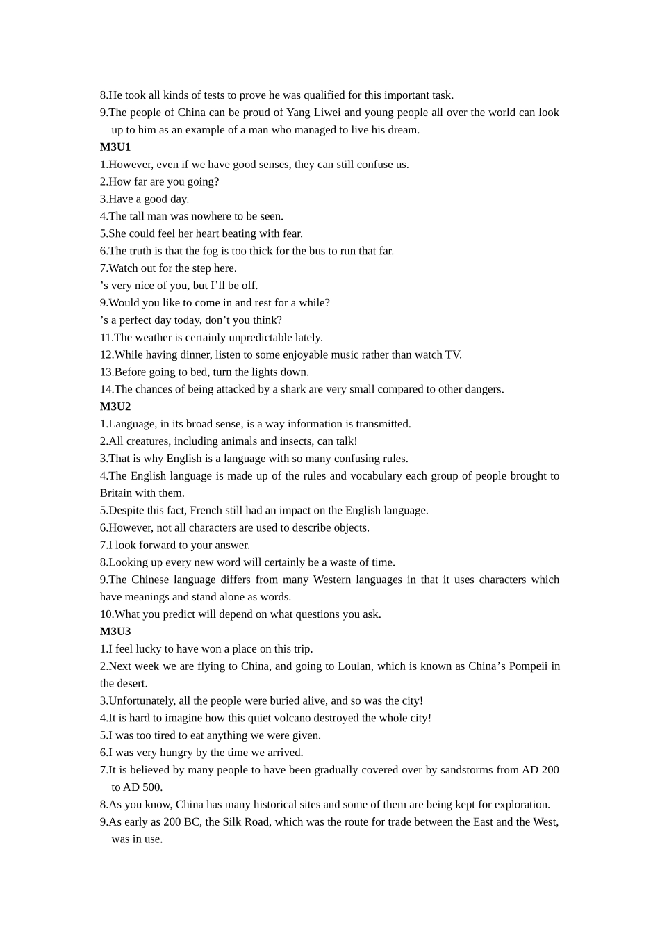 高中英语 重点句子汇编 牛津版选修11 _第3页