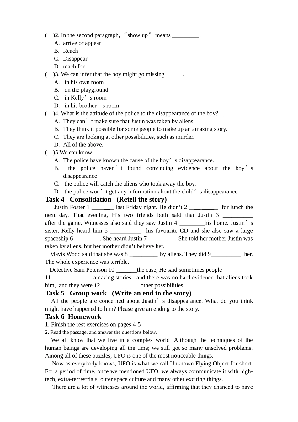 高中英语 reading paper复习学案 牛津版必修2 _第2页