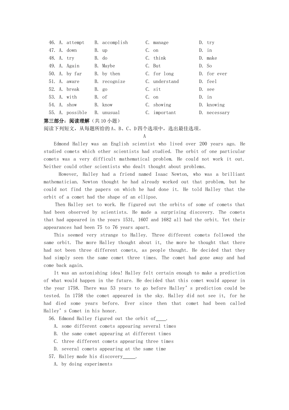 高中英语 Book 5 Unit 3同步练习 冀教版必修5 _第3页