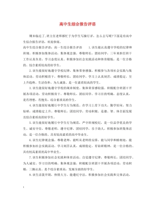 高中生综合报告评语 