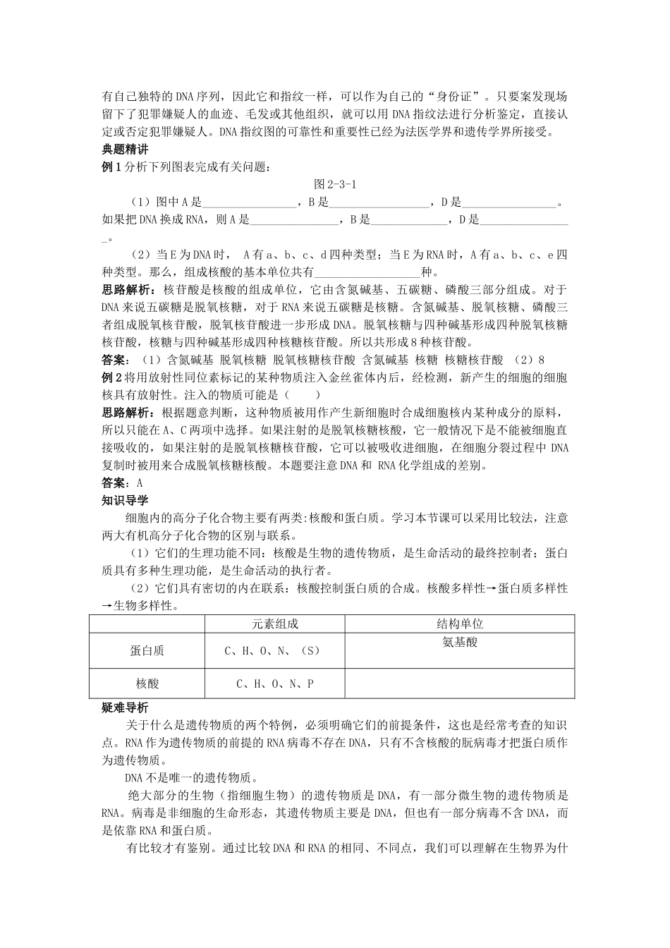 高中生物 遗传信息的携带者核酸知识梳理与疑难导析 新人教版必修1 _第2页