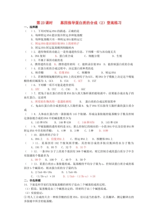 高中生物 基因指导蛋白质的合成2登高练习 