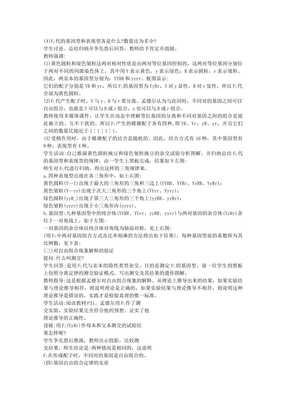 高中生物 32基因的自由组合定律教案 苏教版必修2 _第2页