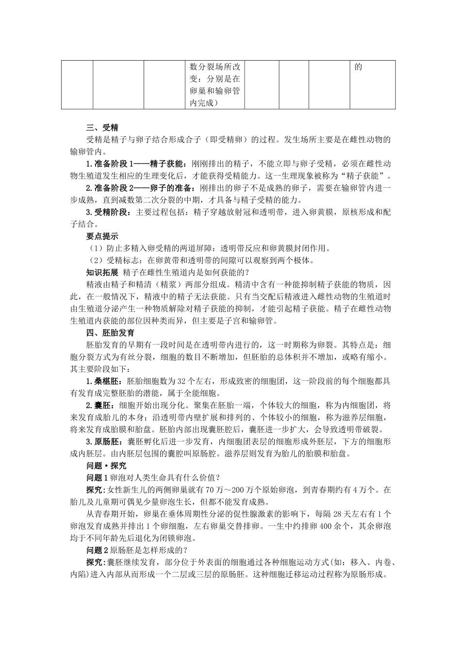 高中生物 31体内受精和早期胚胎发育难点剖析 新人教版选修3 _第2页