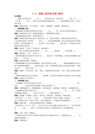 高中生物 25 细胞工程总复知识搜索与探究归纳 