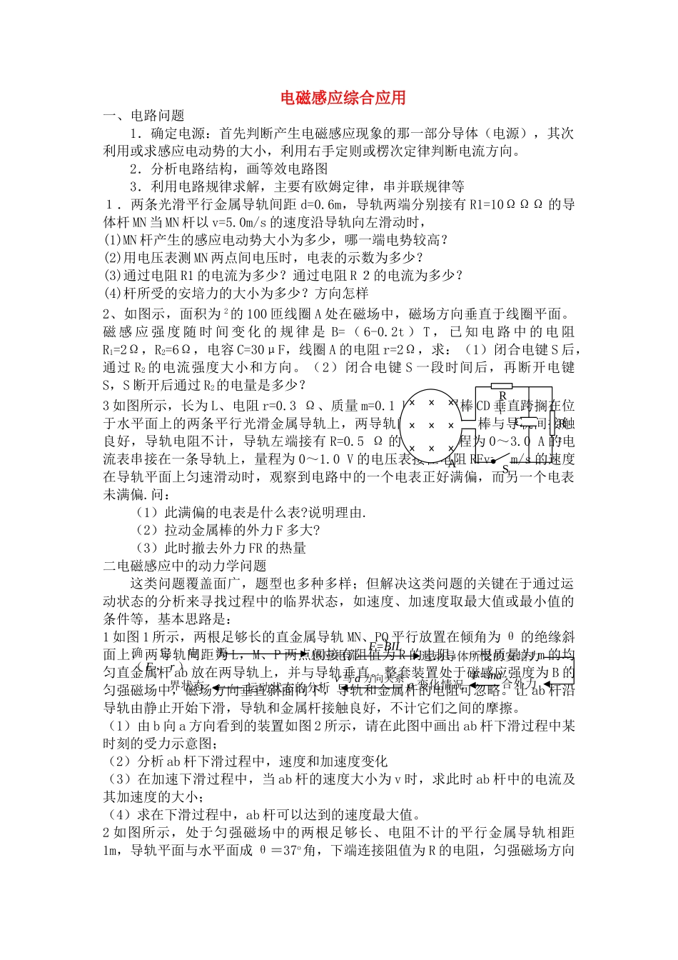 高中物理 电磁感应综合应用测试题 新人教版选修3 _第1页