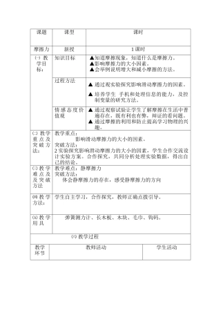 高中物理 摩擦力教案 新人教版必修1 