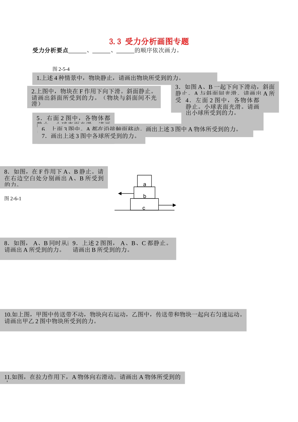 高中物理 受力分析画图专题练习 _第1页