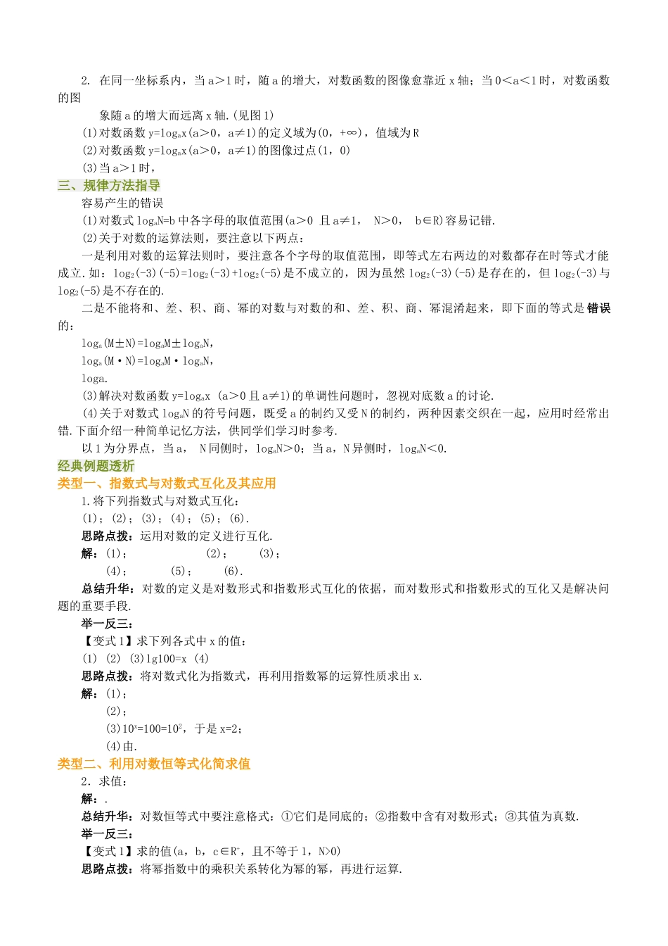 高中数学 对数与对数函数及经典题试题 新人教A版必修1 _第2页