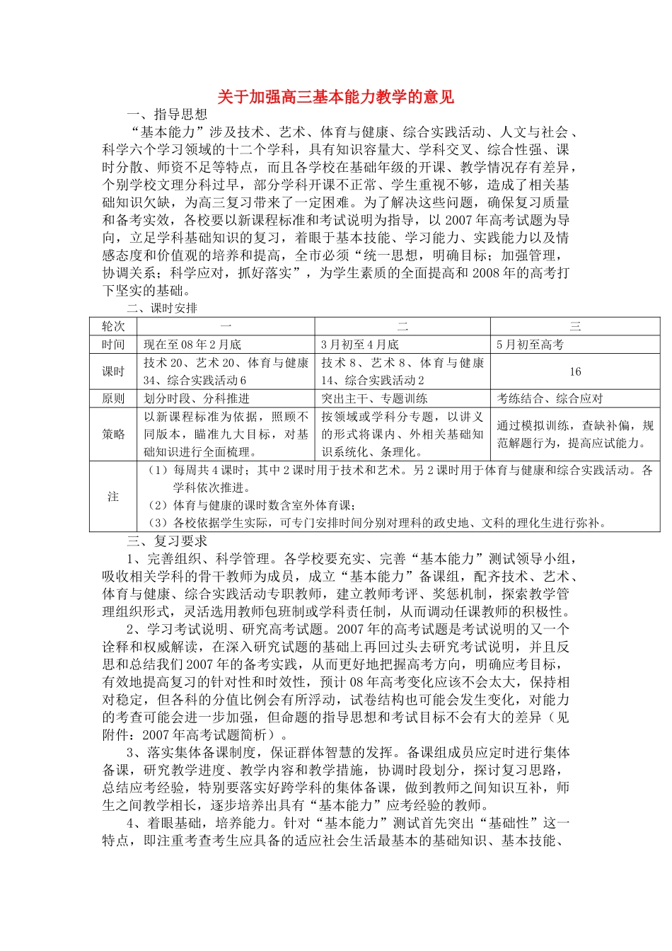 高中基本能力 日照08高三基本能力教学的意见素材 山东版 _第1页