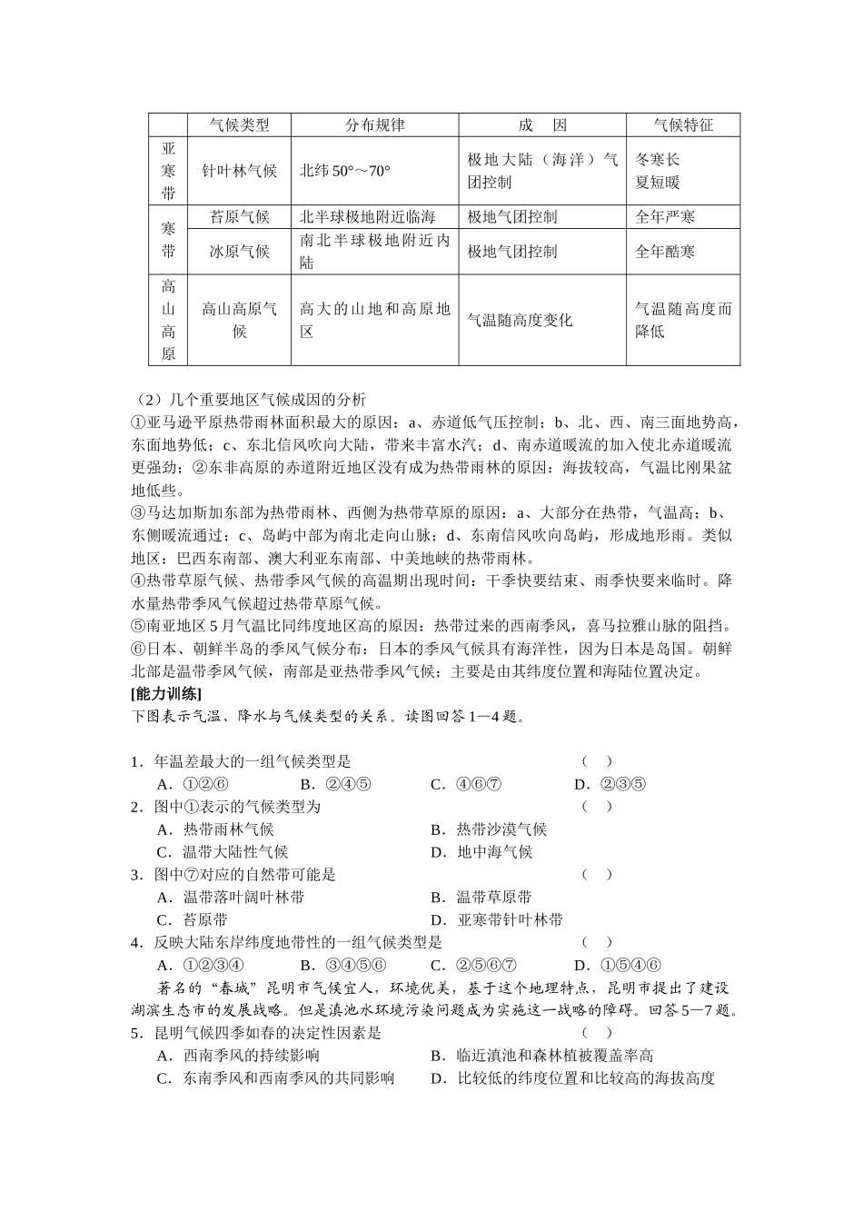 高中地理 第十讲 气候形成和变化知识讲解 新人教版必修1 _第2页