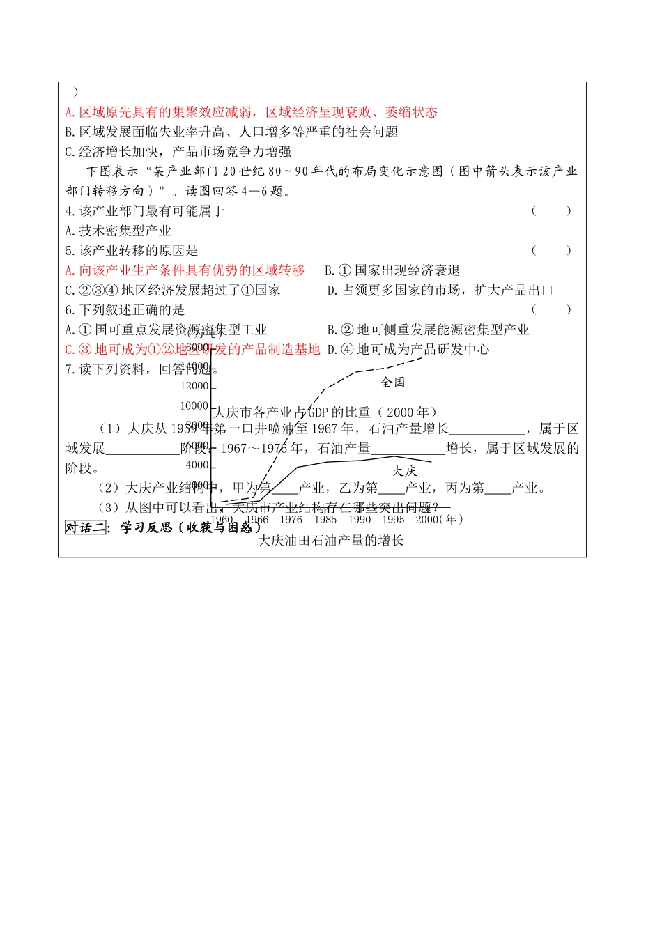 高中地理 第三节 区域发展阶段与人类活动第2课时学案 鲁教版必修3 _第3页