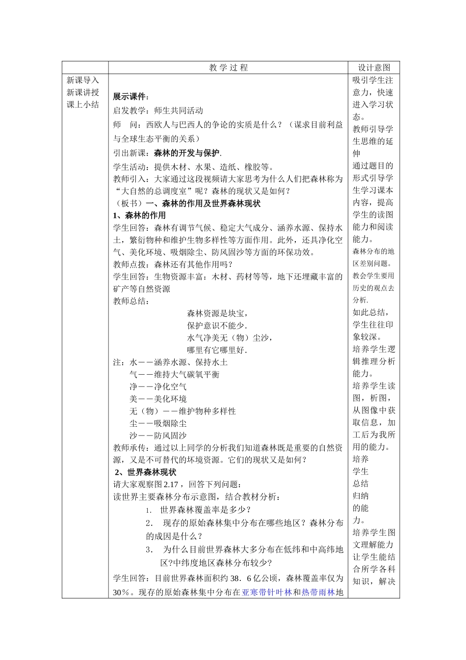 高中地理 第2章第2节森林的开发和保护教案 新人教版必修3 _第2页