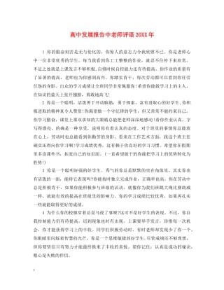 高中发展报告中老师评语20XX年 
