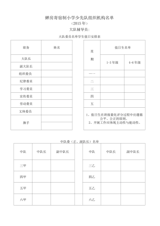 少先队组织机构名单