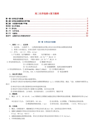 高中化学 复习提纲 新人教版选修4 