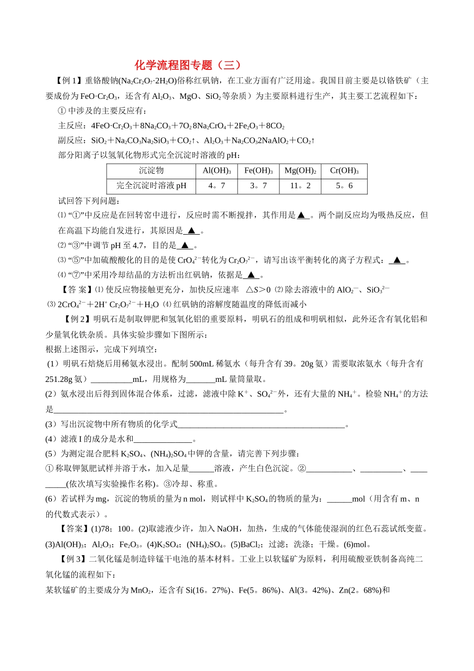 高中化学 化学流程图专题三教师用基础知识解析 人民版 _第1页