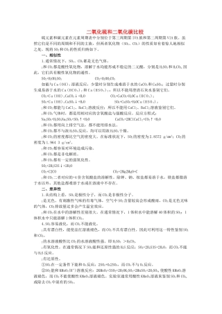高中化学 二氧化硫和二氧化碳比较学法指导 