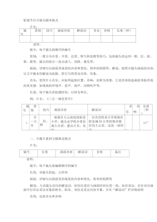 电影、电视分镜头脚本格式(DOC)