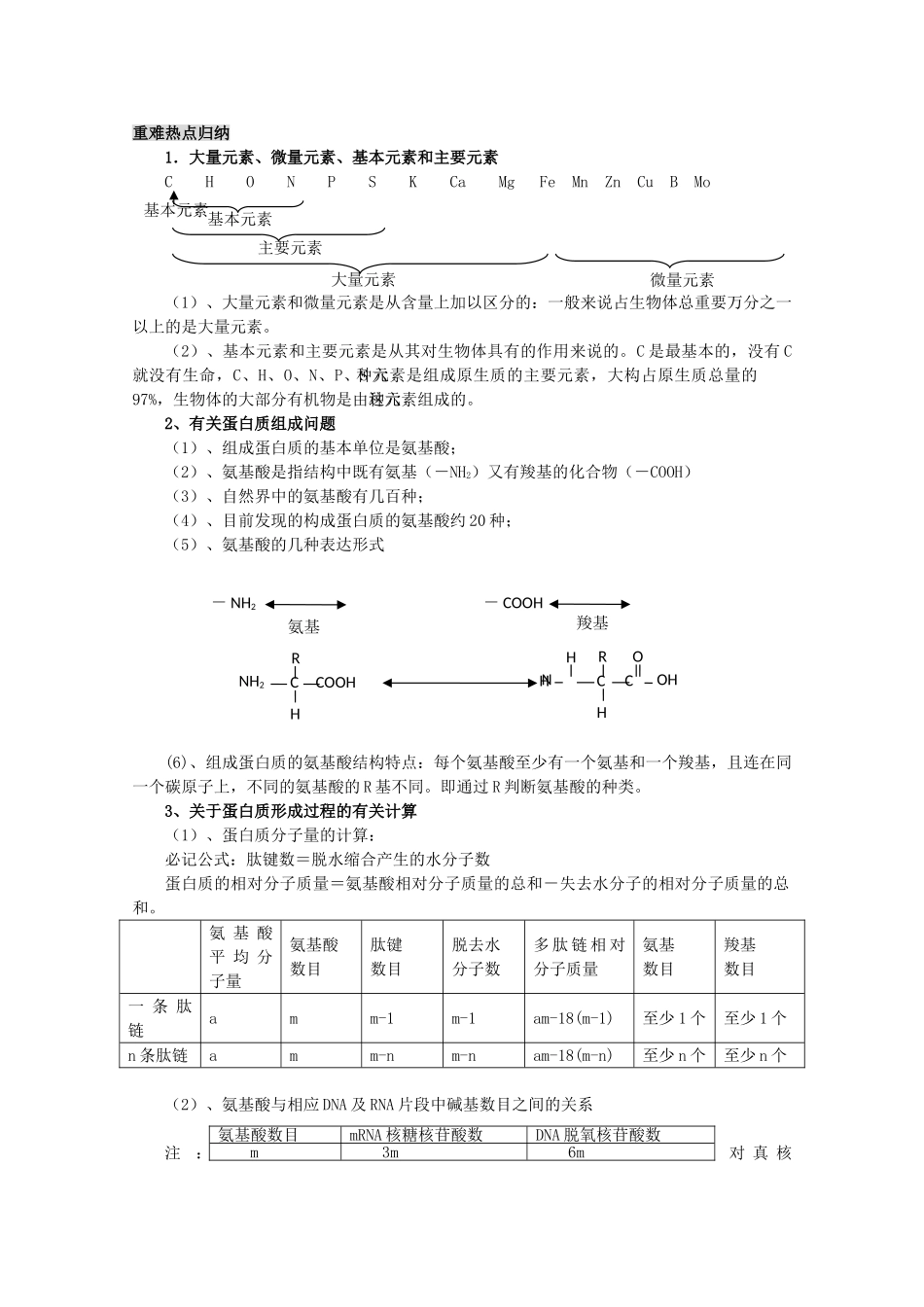 高三生物一轮复习 细胞的元素与分子教学案 新人教版必修1 _第3页