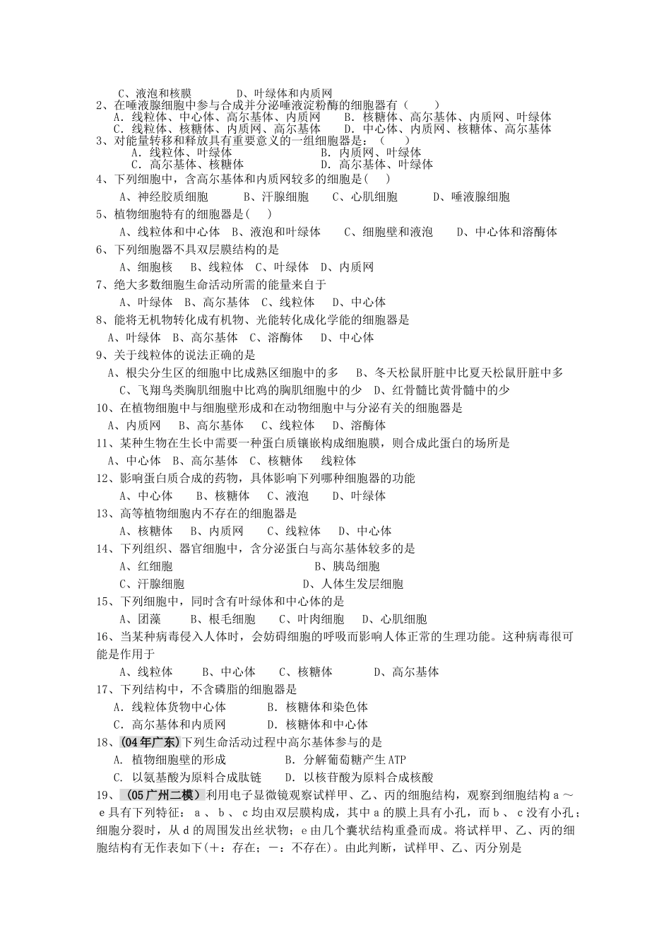 高三生物一轮复习 细胞器系统内的分工合作教学案 新人教版必修1 _第3页