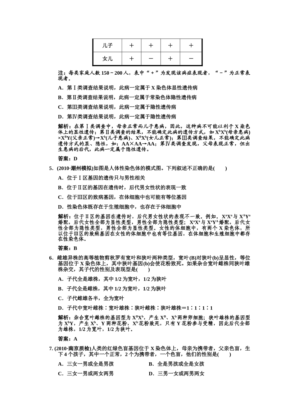 高三生物一轮复习 第23节基因在染色体上伴性遗传练习1 苏教版必修2 _第2页