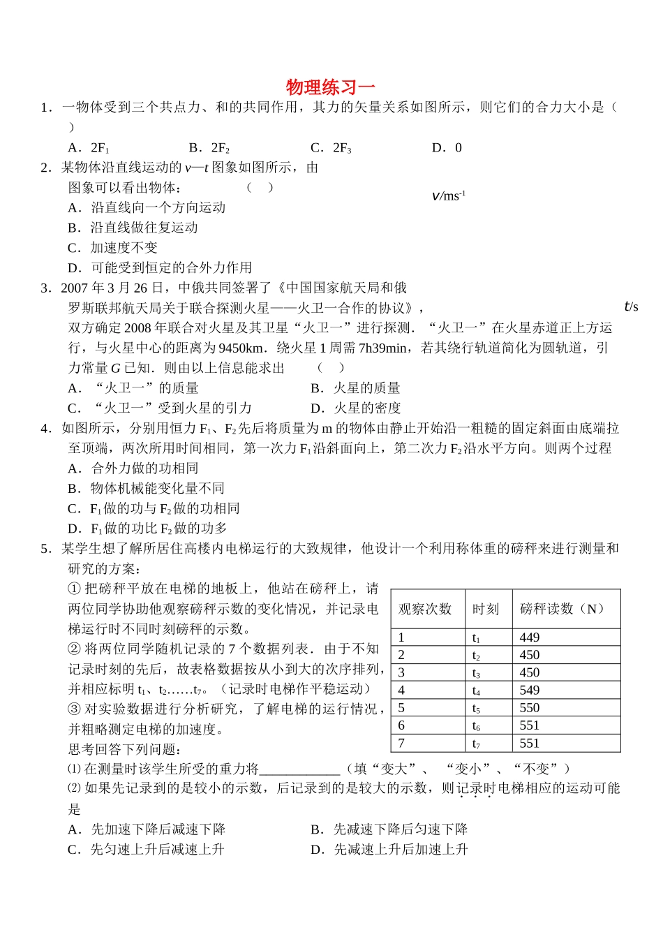 高三物理 限时综合练习 苏教版 _第1页