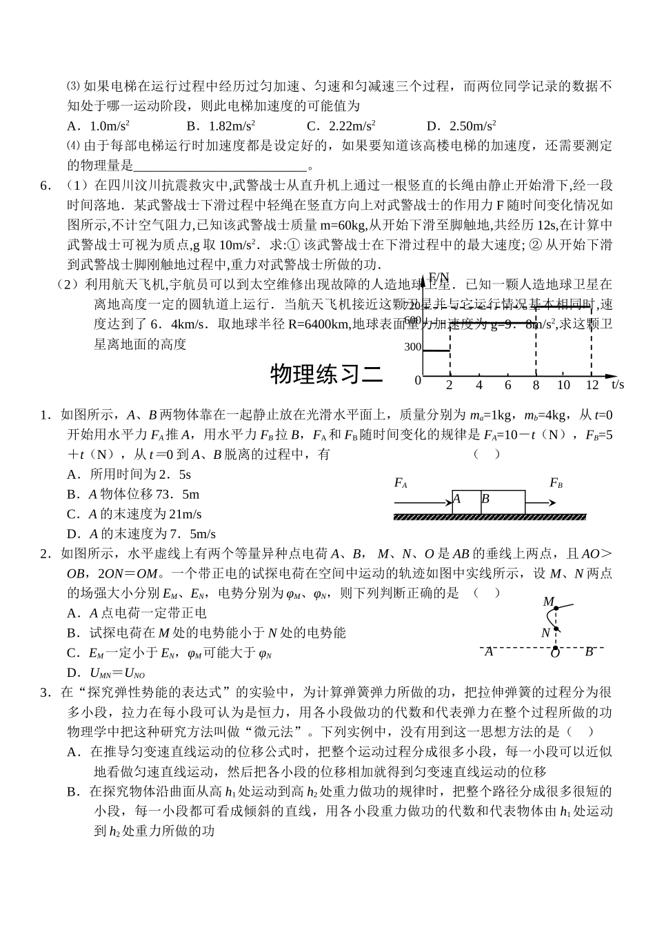 高三物理 限时综合练习 苏教版 _第2页