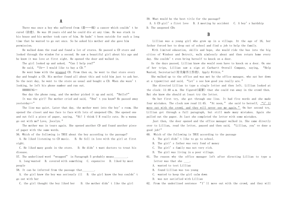 高一英语 期末试题2 外研版必修2 _第3页