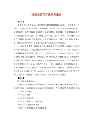 铬铁项目可行性研究报告 