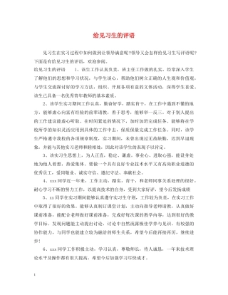 给见习生的评语 